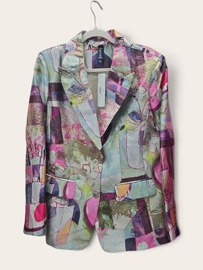 Berek Multicolor Abstract Print Blazer with Pink & Green Accents